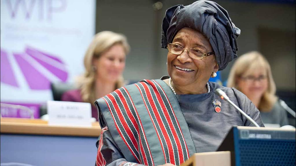 Top African Women Leaders Who Are Shaping the Future Ellen Johnson Sirleaf speaking at a global summit as one of the top African women leaders